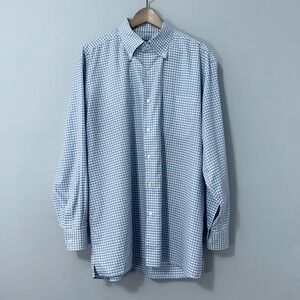 Solmare Maus Hoffman Check Sport Shirt Men XL Blue Long Sleeve Button Down